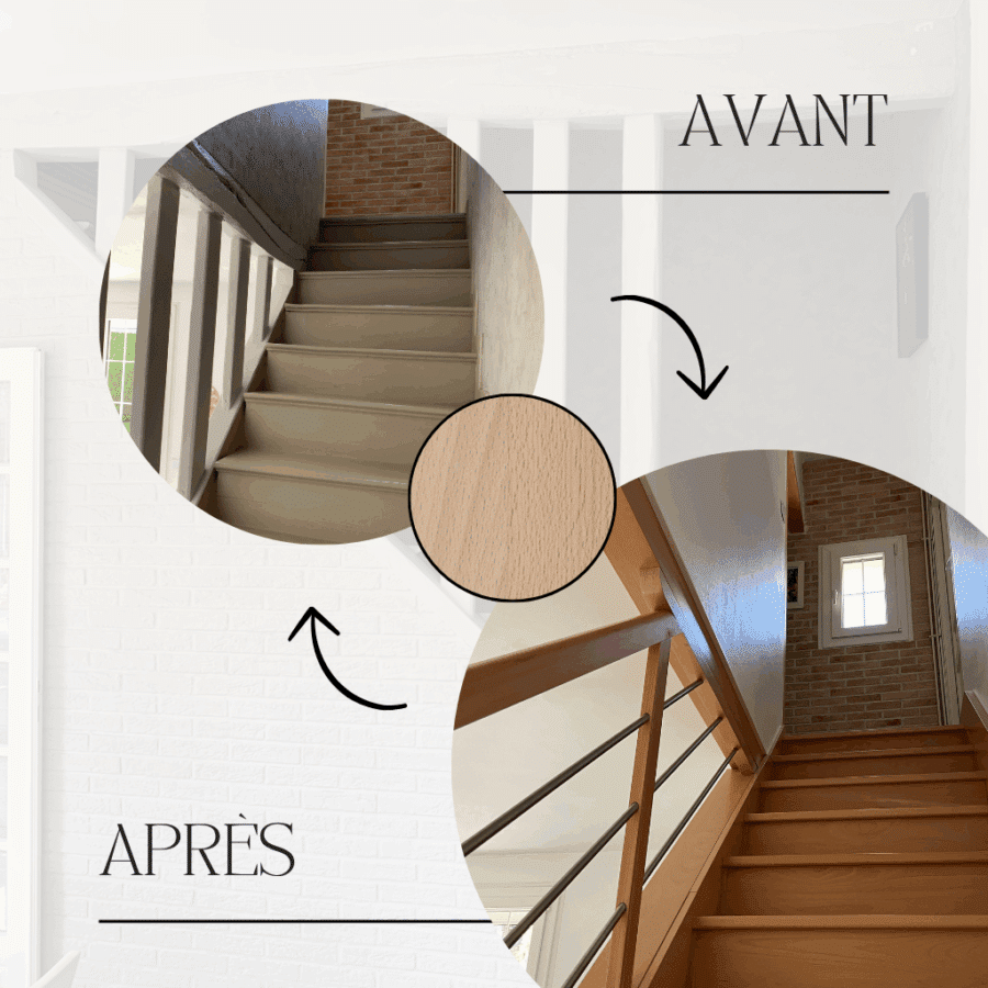 Avant / Après : transformation d’un escalier en bois massif sur mesure