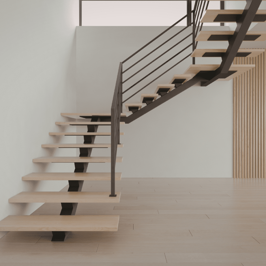 Réalisation : escalier quart tournant en hêtre